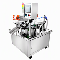 Machine de remplissage et de conditionnement rotative pour gobelets, certifiée CE, personnalisable en usine, pour le remplissage, la scellage et l'emballage de liquides en petits gobelets (yogourt)