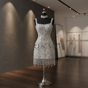 Robe longue élégante en satin de soie avec décoration en pierres de cristal, tenue de soirée haut de gamme pour femmes, idéale pour les mariages et les bals de promo - Product Image 4