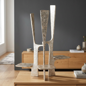 Candelabro de Metal de Cinco Brazos Plateado Candle Couture, Decoración Duradera para el Hogar - Product Image 5