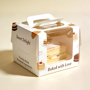 Cajas de Embalaje de Papel para Panadería con Diseño Impreso Personalizado del Fabricante, Cajas Reciclables para Alimentos, Cumpleaños, Bodas, Tiramisú, con Ventana - Product Image 4