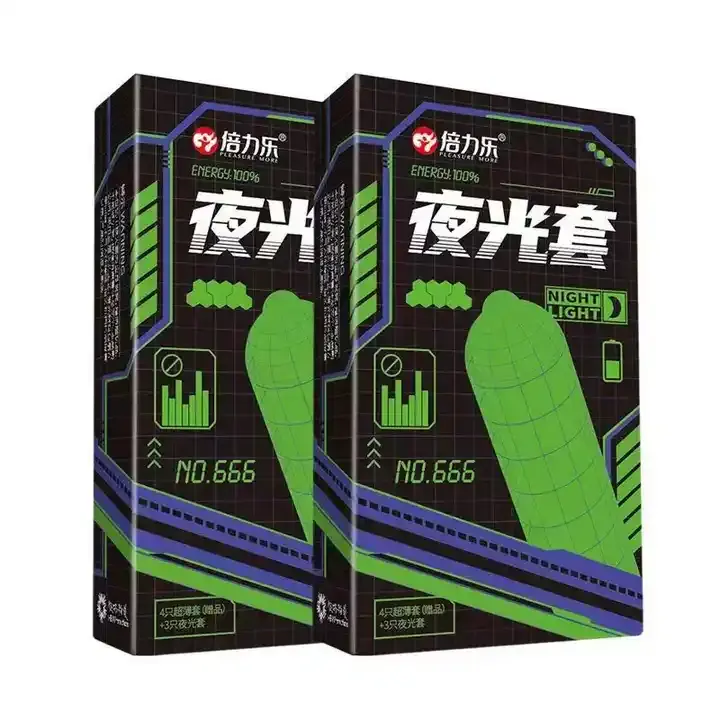 Hot selling Luminous Rubber Penis Sleeve Condoms Glow In The Dark Condom Stimulation Sex Products For Men
