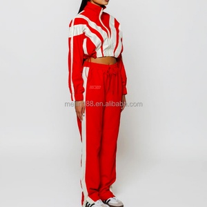 Custom High Quality Women Zipper Windbreaker Jacket and Nylon Track Pants Joggers <b>Set</b> Lightweight <b>2</b> <b>Piece</b> Windbreaker Tracksuit - Product Image 3