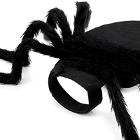 Costume d'Halloween pour animaux de compagnie : Araignée réaliste avec 8 pattes en fourrure, col ajustable, design de dessin animé, en feutre doux de 3 mm pour chat et chien