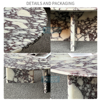 Table Basse Moderne à Plateau Rond en Marbre Blanc, Socle en T Bas, pour Salon, Luxe Naturel, Table d'Appoint Calacatta Personnalisée