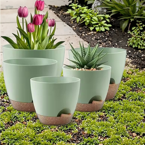 LUNA White Matt Large Glass Flower Pot Planter Premium FRP Fiber Eco-Friendly Classic para Home Nursery Jardín interior/exterior - Product Image 1