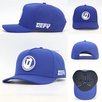 Casquette de baseball personnalisée à 5 panneaux avec logo en PVC caoutchouté, casquette de golf imperméable perforée au laser, chapeau de golf en polyester avec cordon