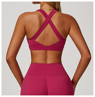 Soutien-gorge de sport haut de gamme léger et respirant pour femme, avec dos croisé, effet push-up et maintien élevé, idéal pour l'extérieur et le fitness, avec logo frontal