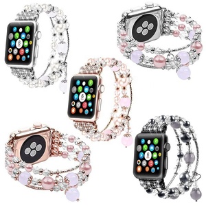 <span class=keywords><strong>Correa</strong></span> de <span class=keywords><strong>Reloj</strong></span> de Acero Inoxidable con Cuentas de Perlas de Lujo Transpirable para Mujer, para <span class=keywords><strong>Reloj</strong></span> y <span class=keywords><strong>iPhone</strong></span>, con Cierre de Mariposa - Product Image 1