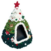 Vente flash - Lit pour chat d'hiver et de Noël, villa conique, nid pour animaux de compagnie, maison en feutre avec motif d'arbre de Noël pour chats