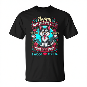 Joyeuse fête des mères pour la meilleure maman de chien du monde, t-shirt I Woof You - Product Image 2