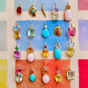 Liontin Batu Kaca Zirkon Warna-warni Berbagai Bentuk Desain Campuran untuk Pembuatan Perhiasan DIY - Product Image 1