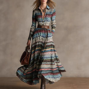 เสื้อเชิ้ตลายพิมพ์ชนเผ่าสไตล์ยุโรปอเมริกันข้ามพรมแดน คอลเลคชั่นฤดูใบไม้ร่วง-ฤดูหนาว ปี 2025 ดีไซน์ใหม่ แขนยาว พร้อมเลเฮนกาโชลี - Product Image 5