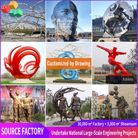 Escultura de Retrato en Acero Inoxidable, Arte Urbano Moderno para Exteriores, Montaje en Suelo, Figura de Gran Escala Hecha a Mano