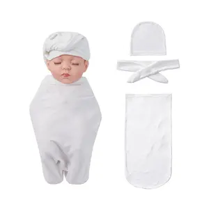 DIY Custom ized Logo Neugeborene Mütze Hut/Wickelt uch/Krawatte Sets Sublimation Baby Empfangs kleidung