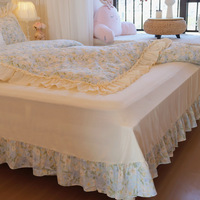 Parure de lit élégante et luxueuse en double gaze 100% coton avec jupe de lit à volants pour chambre de fille raffinée