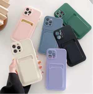 Custodia a portafoglio per iphone 7 8 Plus X Xs Max XR custodia in Silicone liquido per iphone 13 12 11 Pro Max Mini con custodia porta carte Funda