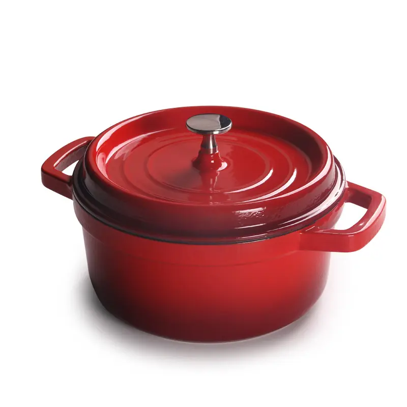 Pot en fonte émaillée de haute qualité, Pot à soupe à fond plat, Pot en émail, casserole oreilles