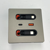 Prise murale ABS escamotable de bureau haut de gamme avec technologie NFC intelligente, câble de charge USB-C et USB-A rétractable, charge rapide 20W