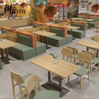 Ensembles de mobilier de café moderne de luxe léger, canapé double face pour restauration rapide, tables et chaises en bois massif pour restaurant
