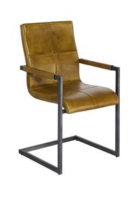 Fauteuil moderne en cuir avec structure métallique, assise rembourrée confortable, accoudoirs de soutien et construction durable – Chaises de salle à manger - Product Image 6