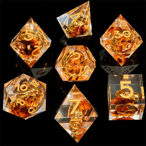 Trong suốt sắc nét lưỡi đa diện vàng ma thuật vòng Xúc xắc Bộ <span class=keywords><strong>7</strong></span> miếng - Product Image 3
