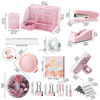 Ensemble d'accessoires de bureau en métal violet, rose et vert 11-en-1 en gros, comprenant un porte-stylo, des blocs-notes adhésifs, un porte-ruban adhésif, un organiseur de bureau transparent
