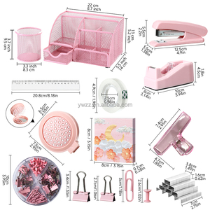 Set di <span class=keywords><strong>Accessori</strong></span> da Scrivania in Metallo 11-in-1 Viola Rosa Verde Include Portapenne Note Adesive Porta Nastro Trasparente per Ufficio - Product Image 4