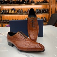 Nouvelles Chaussures Habillées Pointues pour Hommes en Cuir Véritable Gaufré Respirant – Style Affaires