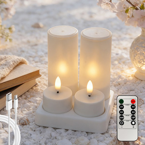 LED <b>Tealight</b> Candle Set 4-12Pack USB Powered Flickering Flameless White Matte Finish for Home Decoration Countertop Use - Product Image 2