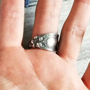 Anello Cocktail Floreale H280 in Argento, Gioiello Unisex Vintage alla Moda, Anello Regalo - Product Image 6