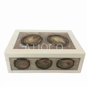 ATIQCO - Caja de Joyería de Madera MDF Cuadrada de Color Amarillo Claro, Estilo Moderno y Elegante, Diseño Rústico, Técnica Pintada, Superventas - Product Image 5