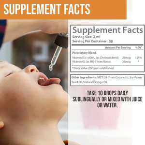 BioFlex yüksek kalite özel özel etiket doğal turuncu lezzet <span class=keywords><strong>Vitamin</strong></span> D3 K2 MK7 sıvı damla sağlık takviyesi çocuklar için - Product Image 2