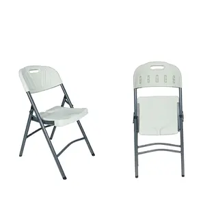 Cheap outdoor wedding event party folding chair white plastic metal frame PE foldable chair