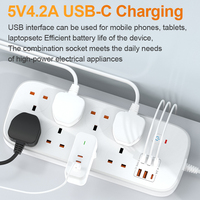 Multiprise de haute qualité avec protection contre les surtensions 13A, 8 prises AC + 4 QC + 2 ports USB en forme de C, idéale pour un usage résidentiel