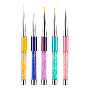 Lot de 5 pinceaux longs à manche diamant pour nail art, poils en nylon, outils de précision pour la manucure et le nail art - Product Image 1
