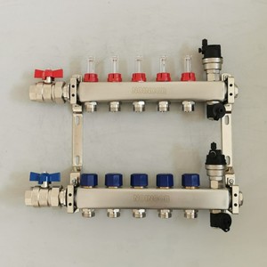 Collecteur de chauffage au sol avec débit en acier inoxydable, système de refroidissement, noir - Product Image 4