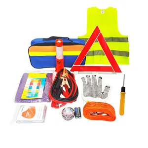 12pcs Kit di emergenza per Auto con cavi per ponticelli triangolo di avvertimento corda di traino martello di utilità Kit di sicurezza stradale automatica per camion RV