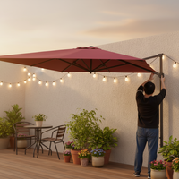 Parasol de terrasse moderne en aluminium avec double toit imperméable et logo personnalisé pour jardin, cour et parc - Meuble Roma à mât latéral