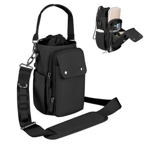 Porte-bouteille d'eau avec sangle 24 32 40oz, sac isotherme bandoulière pour bouteille d'eau avec sangle réglable et pochette - Product Image 1