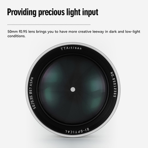 TTArtisan 50mm F0.95 <span class=keywords><strong>Objectif</strong></span> à mise au point manuelle plein cadre <span class=keywords><strong>Objectif</strong></span> en aluminium à grande ouverture pour appareils photo à monture M Couleur argent et titane - Product Image 4