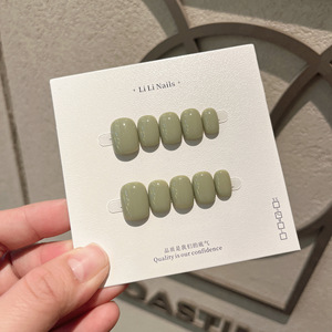 <span class=keywords><strong>Uñas</strong></span> Postizas Hechas a Mano con Diseño <span class=keywords><strong>de</strong></span> Matcha Verde, 10 Piezas, Cortas, Cuadradas y Redondas, Acrílicas, <span class=keywords><strong>de</strong></span> Color Sólido, Venta al Por Mayor - Product Image 4