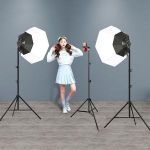 Kit d'éclairage vidéo LED 50W Octagon Softbox en gros d'usine, lot de 2, avec support d'éclairage continu pour studio photo et diffusion en direct - Product Image 6