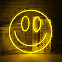 Enseigne lumineuse LED néon visage souriant, intérieur/extérieur, suspendue, lumière d'ambiance réglable, haute luminosité, personnalisable