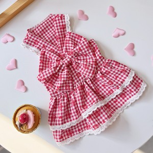 Pastoral Style Double Layer Cake Dress Red With Large Bow <b>For</b> Dogs <b>Cats</b> Four Seasons Pet <b>Clothes</b> - Product Image 2