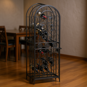 Mobile Portabottiglie da 20 a 29 Bottiglie, Design Moderno in Metallo, Soluzione di Arredamento e Stoccaggio per la Casa - Product Image 2
