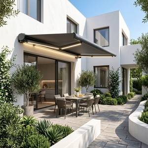 Auvent de terrasse automatique <span class=keywords><strong>avec</strong></span> baldaquin optionnel, en polyester imperméable, pour terrasse résidentielle et jardin - Product Image 1