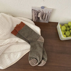Calzini Estivi Sottili da Ragazza, Calzini <span class=keywords><strong>a</strong></span> <span class=keywords><strong>Righe</strong></span> <span class=keywords><strong>a</strong></span> Metà Polpaccio - Product Image 6
