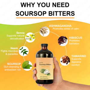 Bán buôn soursop bitters chất lỏng với hạt màu đen, Moringa & gừng bởi thanh thản các loại thảo mộc hỗ trợ tiêu hóa sức khỏe & chức năng miễn dịch - Product Image 4