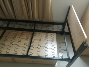 Modern Minimalist Customized Steel <b>Metal</b> <b>Single</b> Full Size <b>Bed</b> Spring <b>Frame</b> with Wooden headboard and Mattress Bedroom Furniture - Product Image 5