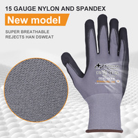 Gants de jardin XINGYU en nylon 15 jauges enduits de mousse de nitrile, gants de travail de sécurité verts à pois, gants de construction enduits de nitrile, gants en mousse